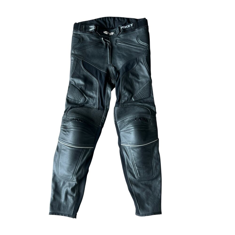 Joe Rocket Black Leather Armoured Motorcycle Riding Pants Mens 30